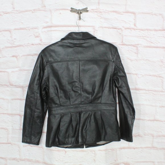 Wilsons Black Nylon Lined Zip Up Insulated Genuine Leather Jacket Size M - Picture 4 of 12